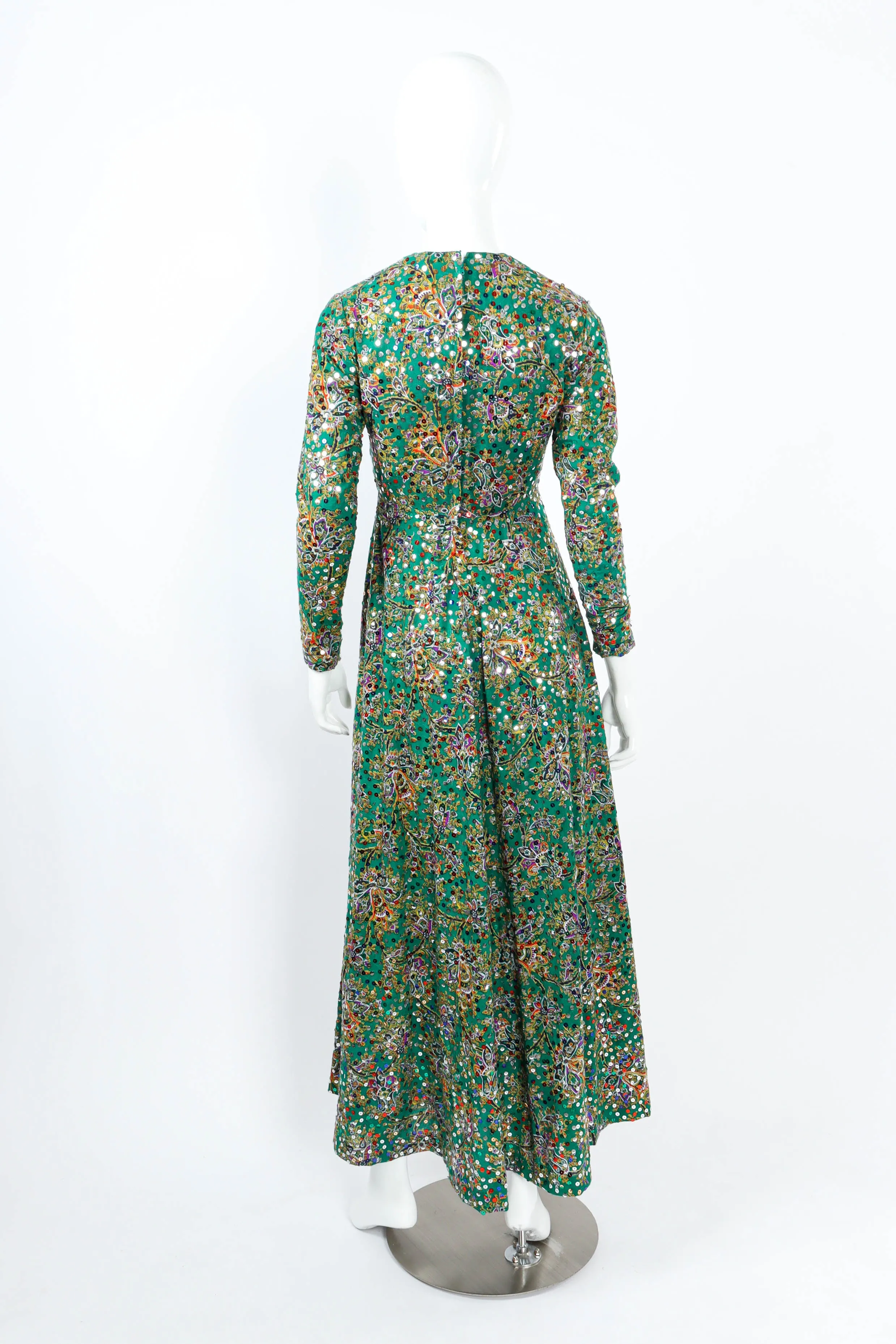 Floral Print Sequin Maxi Dress