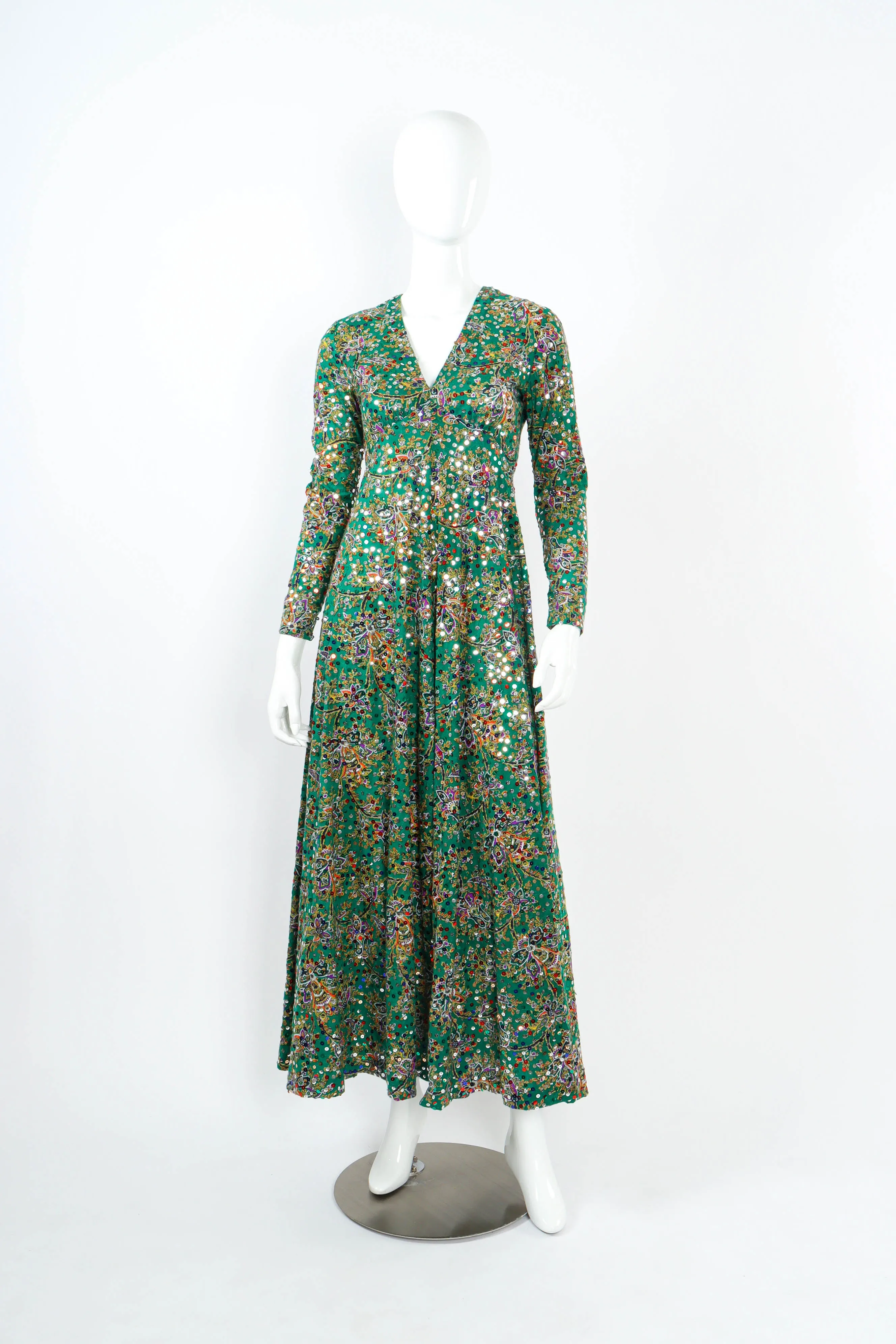 Floral Print Sequin Maxi Dress