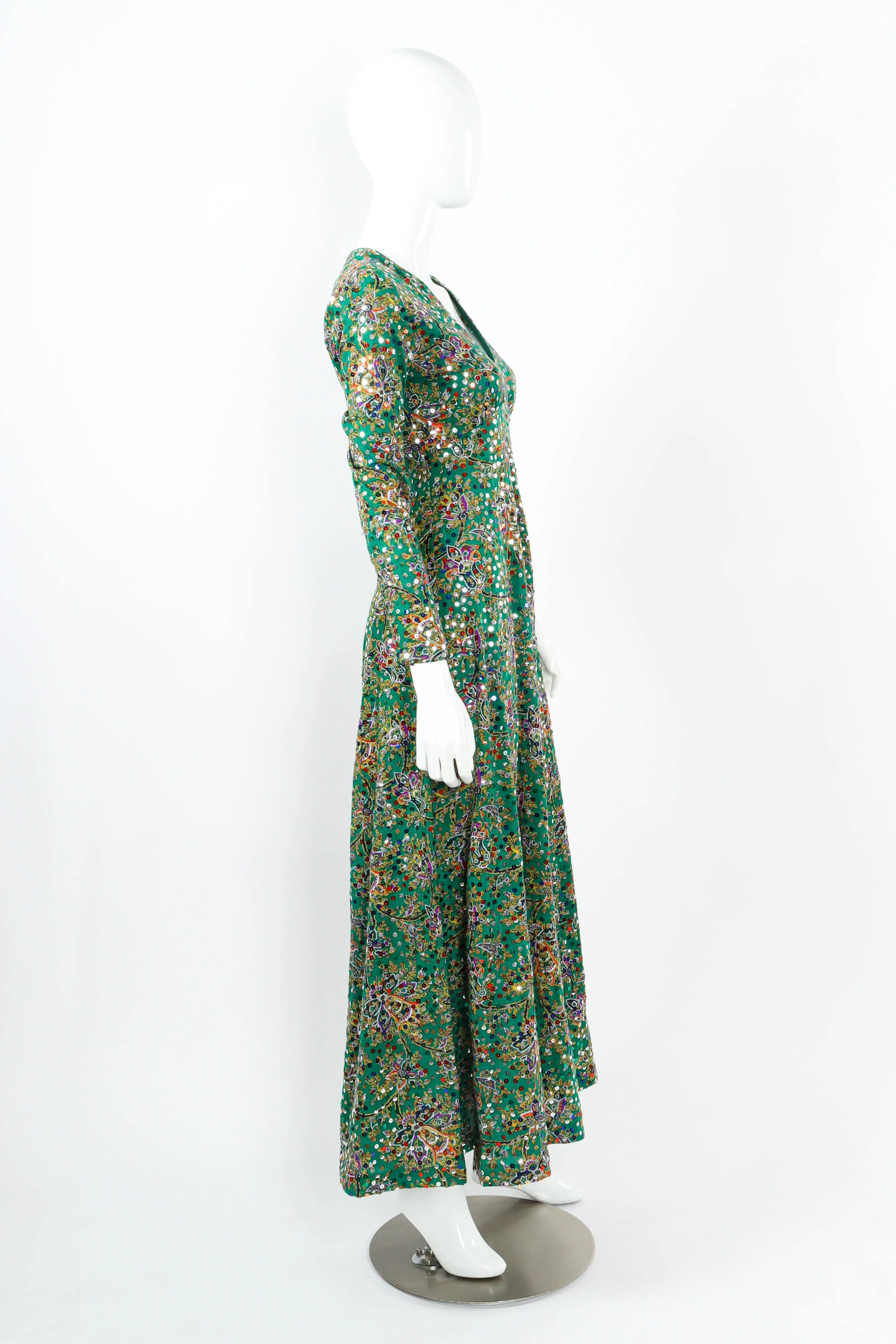 Floral Print Sequin Maxi Dress