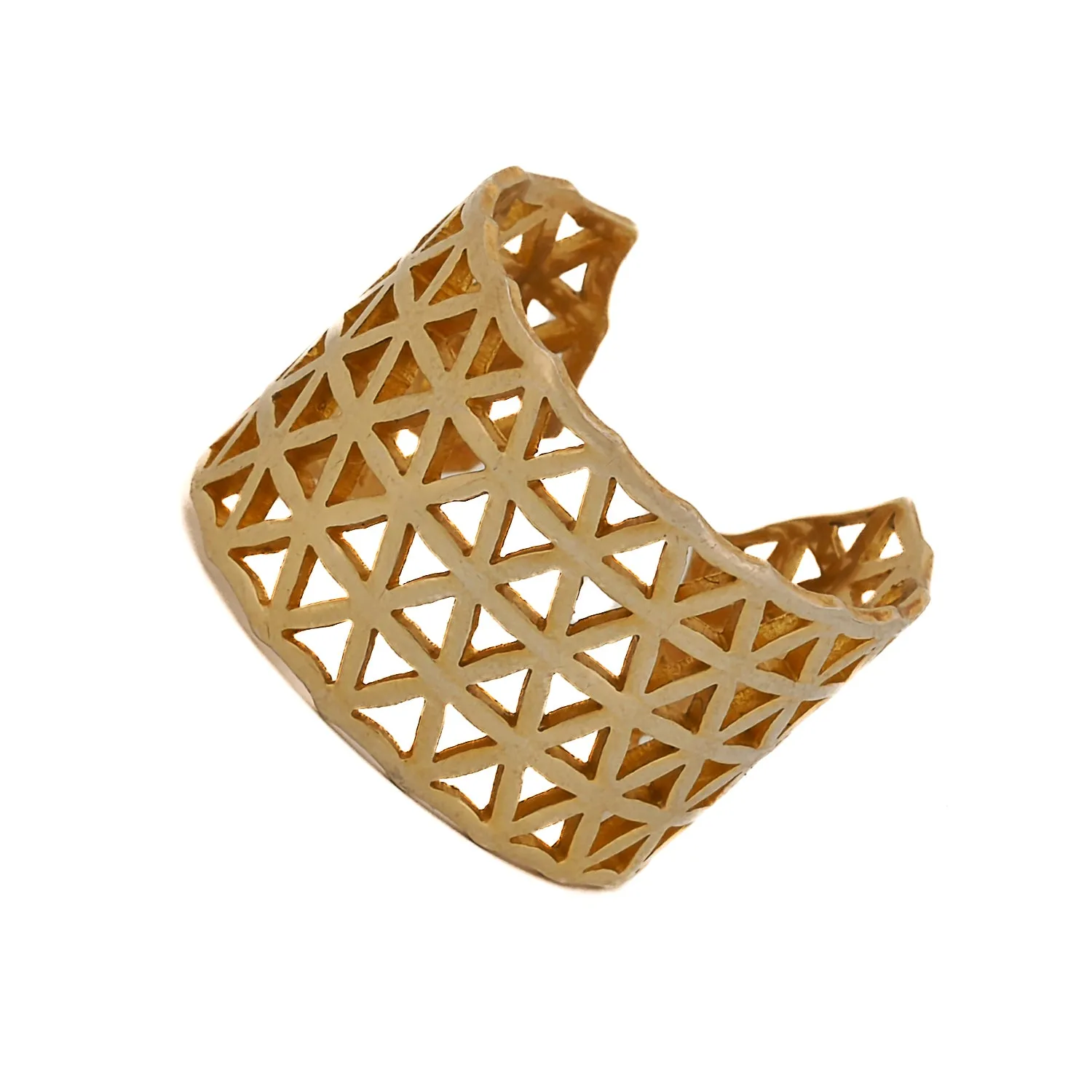 Flower of Life Gold Adjustable Statement Ring