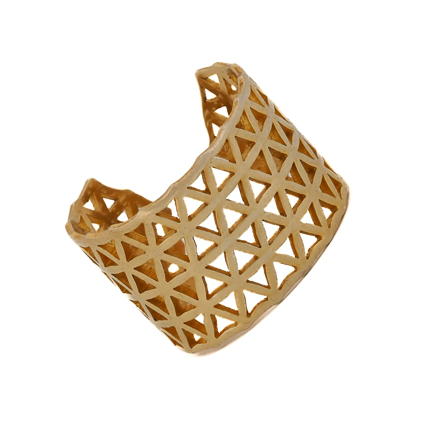 Flower of Life Gold Adjustable Statement Ring