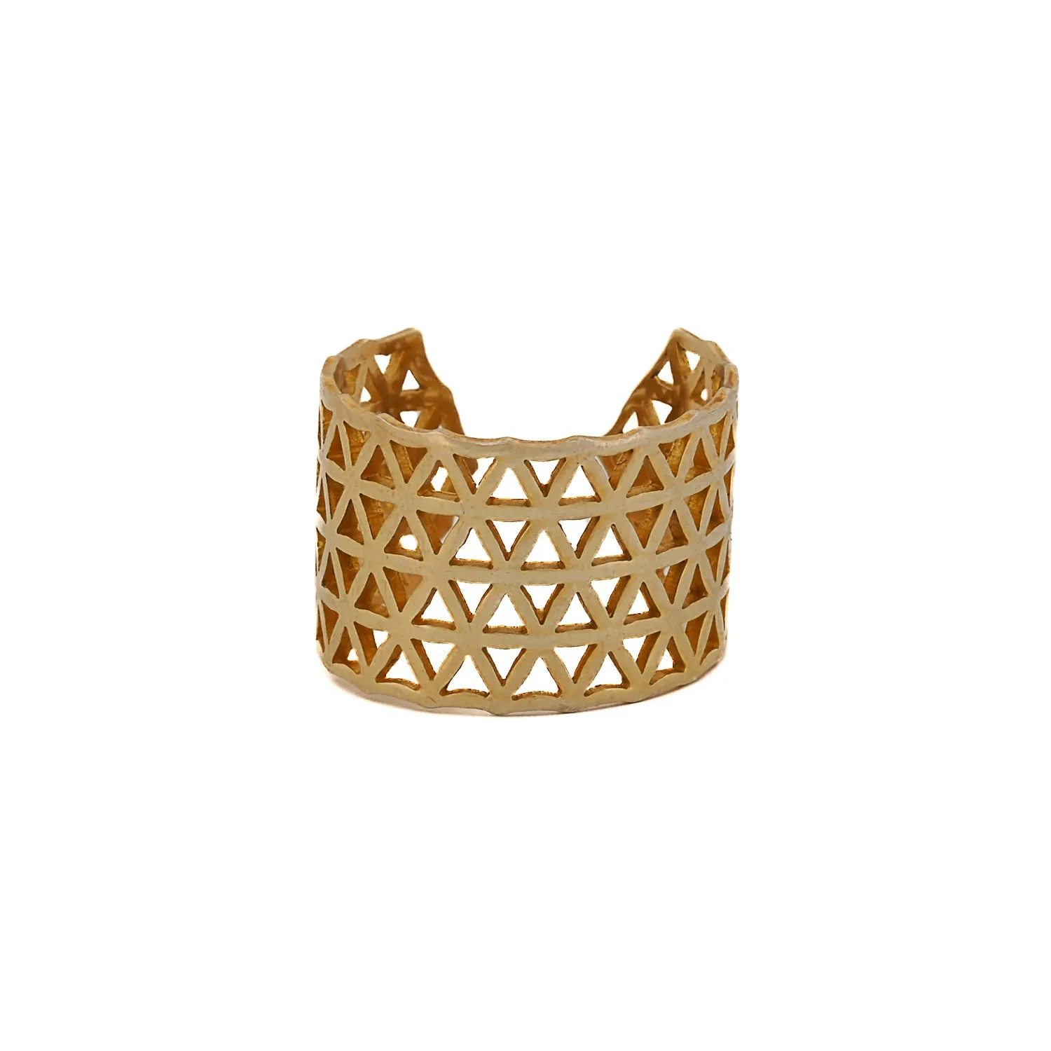Flower of Life Gold Adjustable Statement Ring