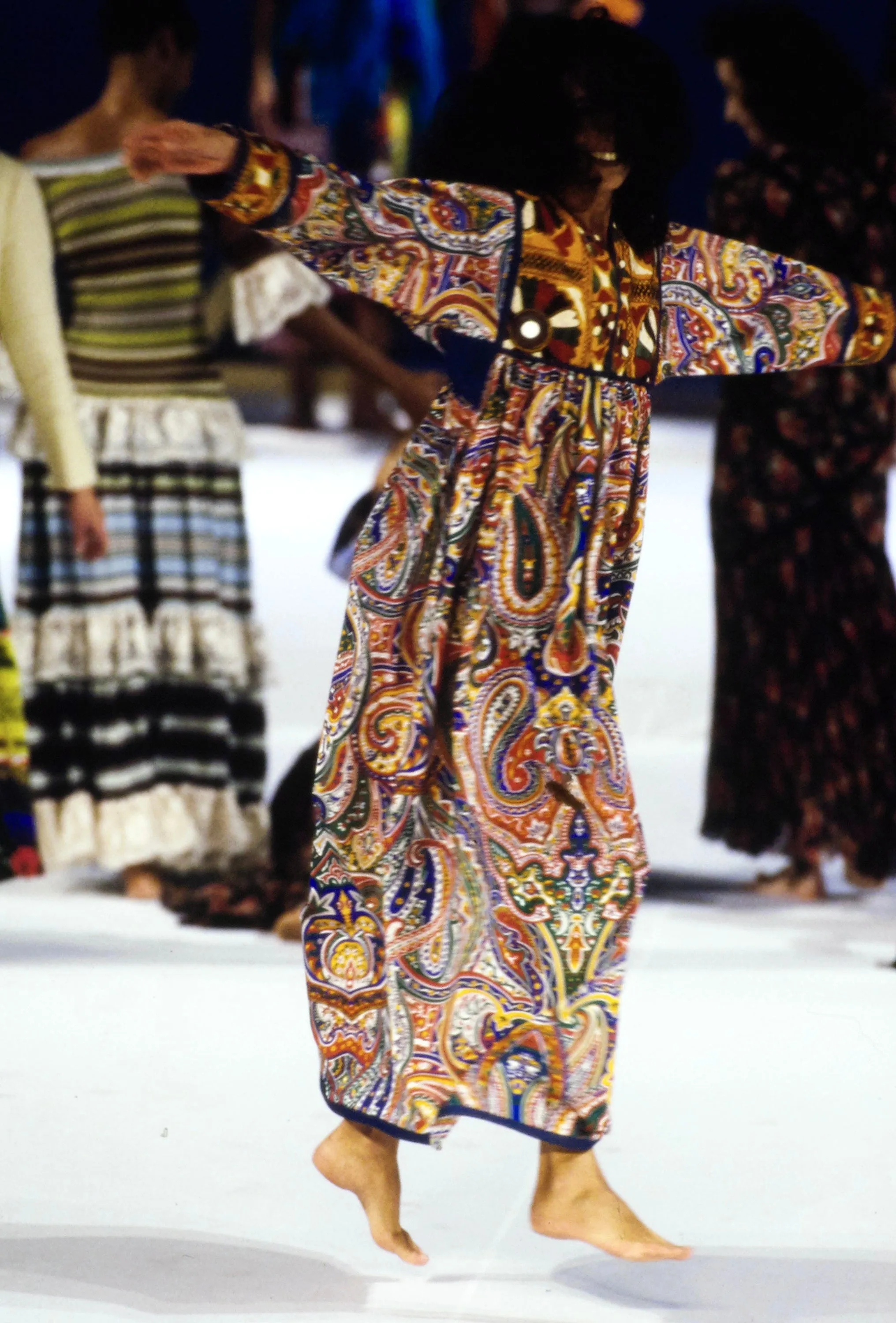 Franco Moschino Runway Couture Spring 1994 Embroidered Paisley Kaftan Dress