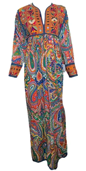 Franco Moschino Runway Couture Spring 1994 Embroidered Paisley Kaftan Dress
