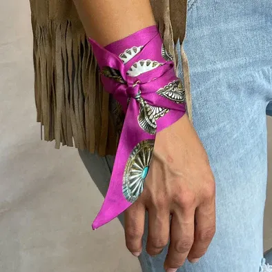 Fringe Scarves Big Concho Twilly-Pink