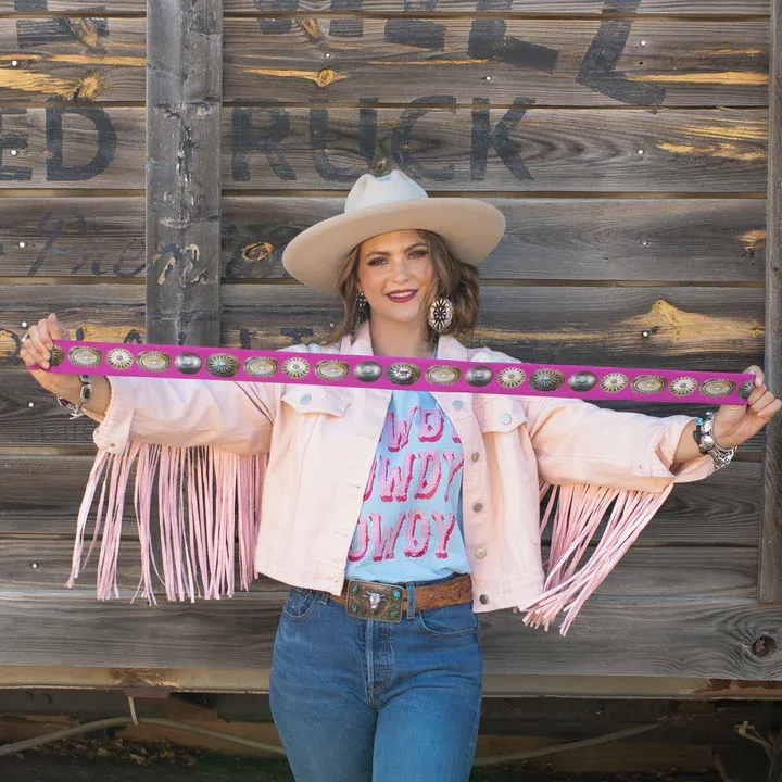 Fringe Scarves Big Concho Twilly-Pink
