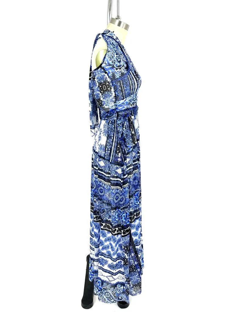 Fuzzi Mesh Paisley Halter Dress