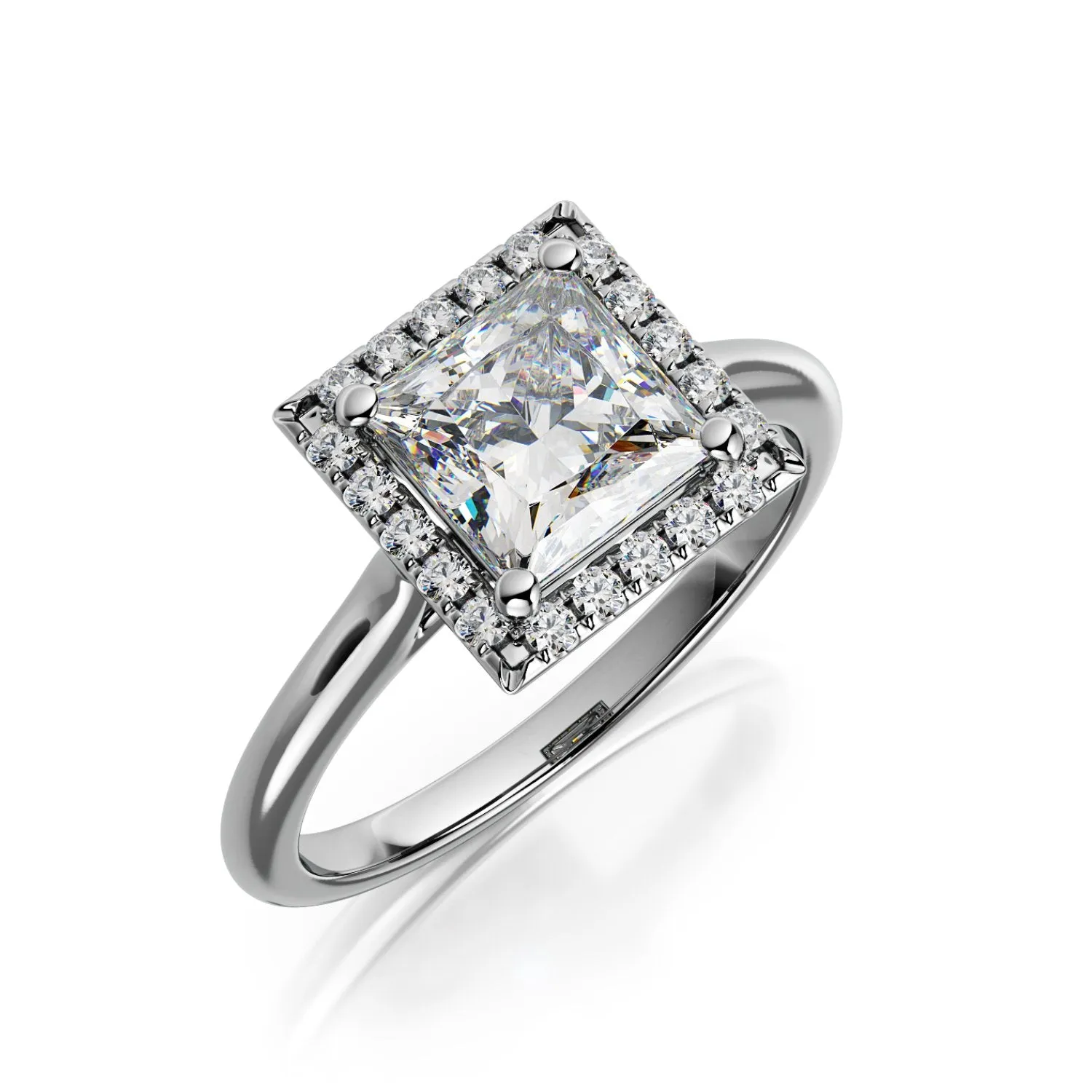 Genee plain Band Natural Princess Cut Diamond Engagement Ring