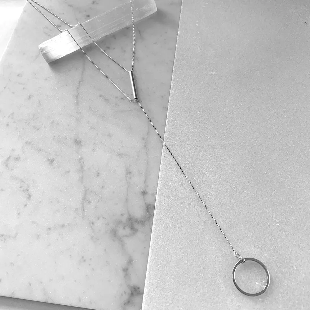 Geo Lariat Necklace Circle