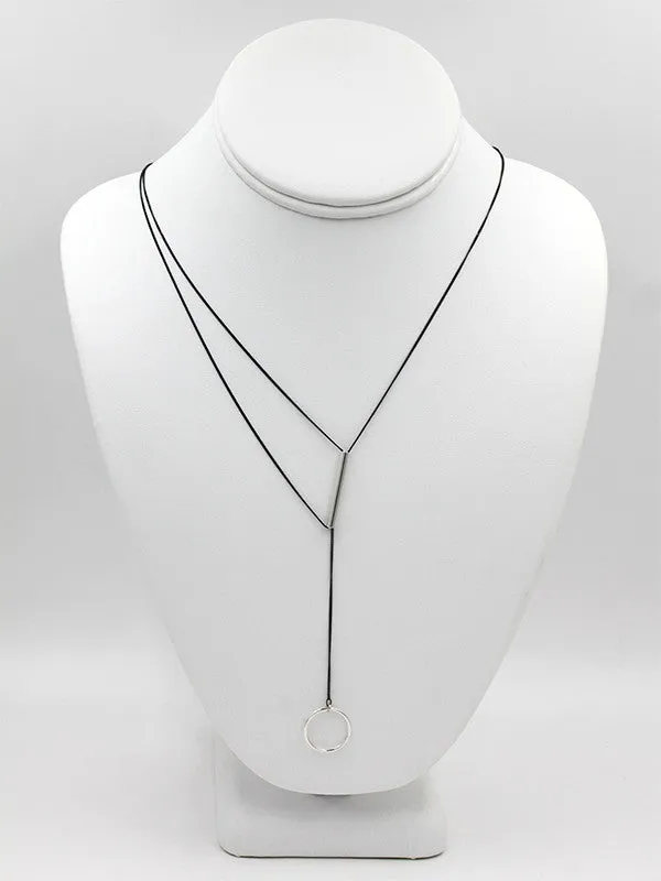 Geo Lariat Necklace Circle