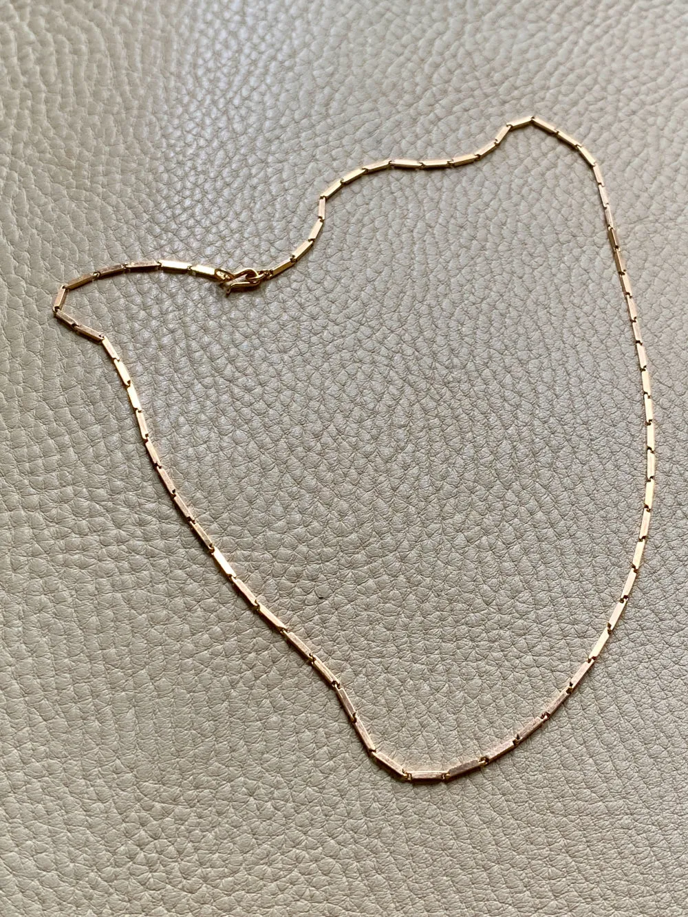 Geometric gold bar link necklace - 18k gold - 18 inch length