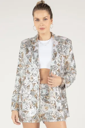 Geometric Multi-Sequin Blazer