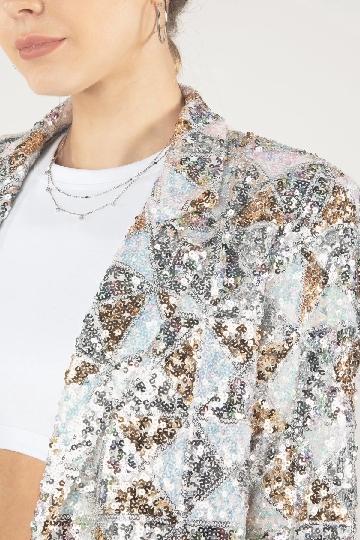 Geometric Multi-Sequin Blazer
