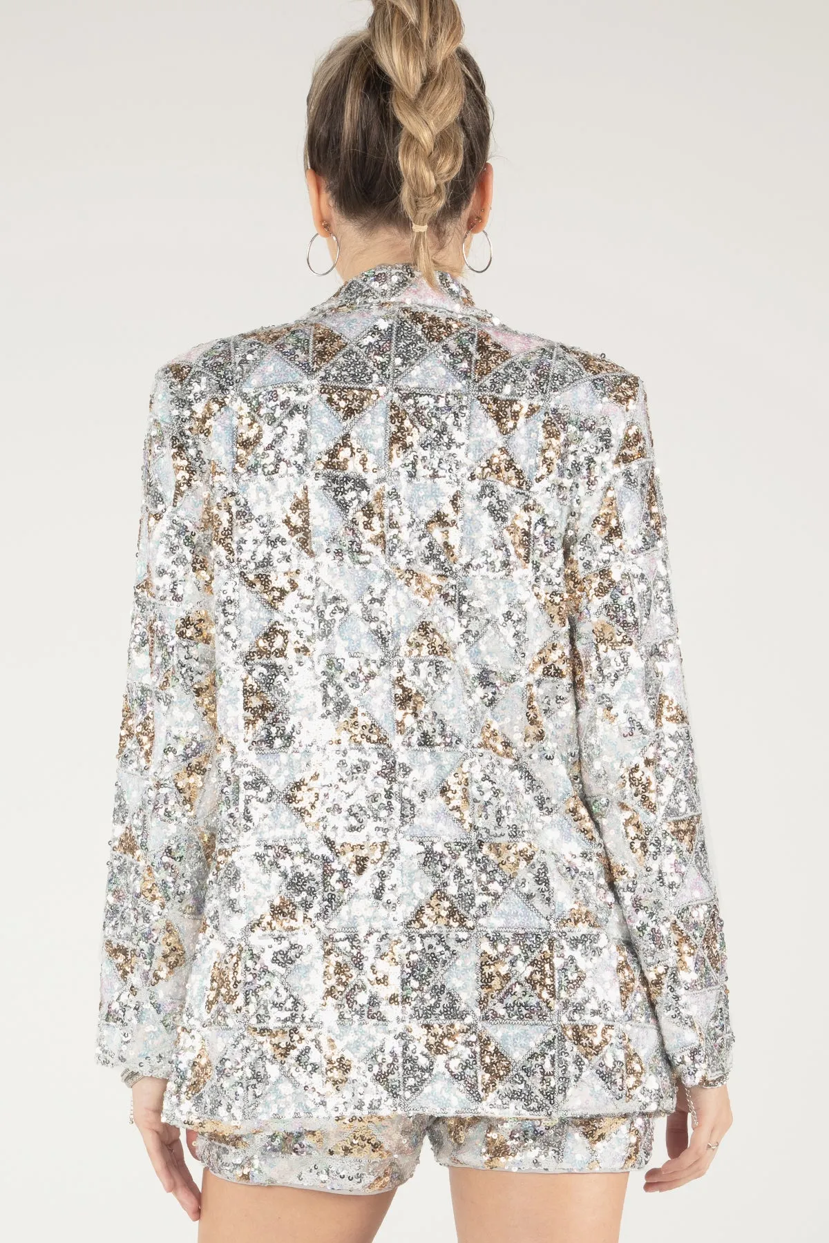 Geometric Multi-Sequin Blazer
