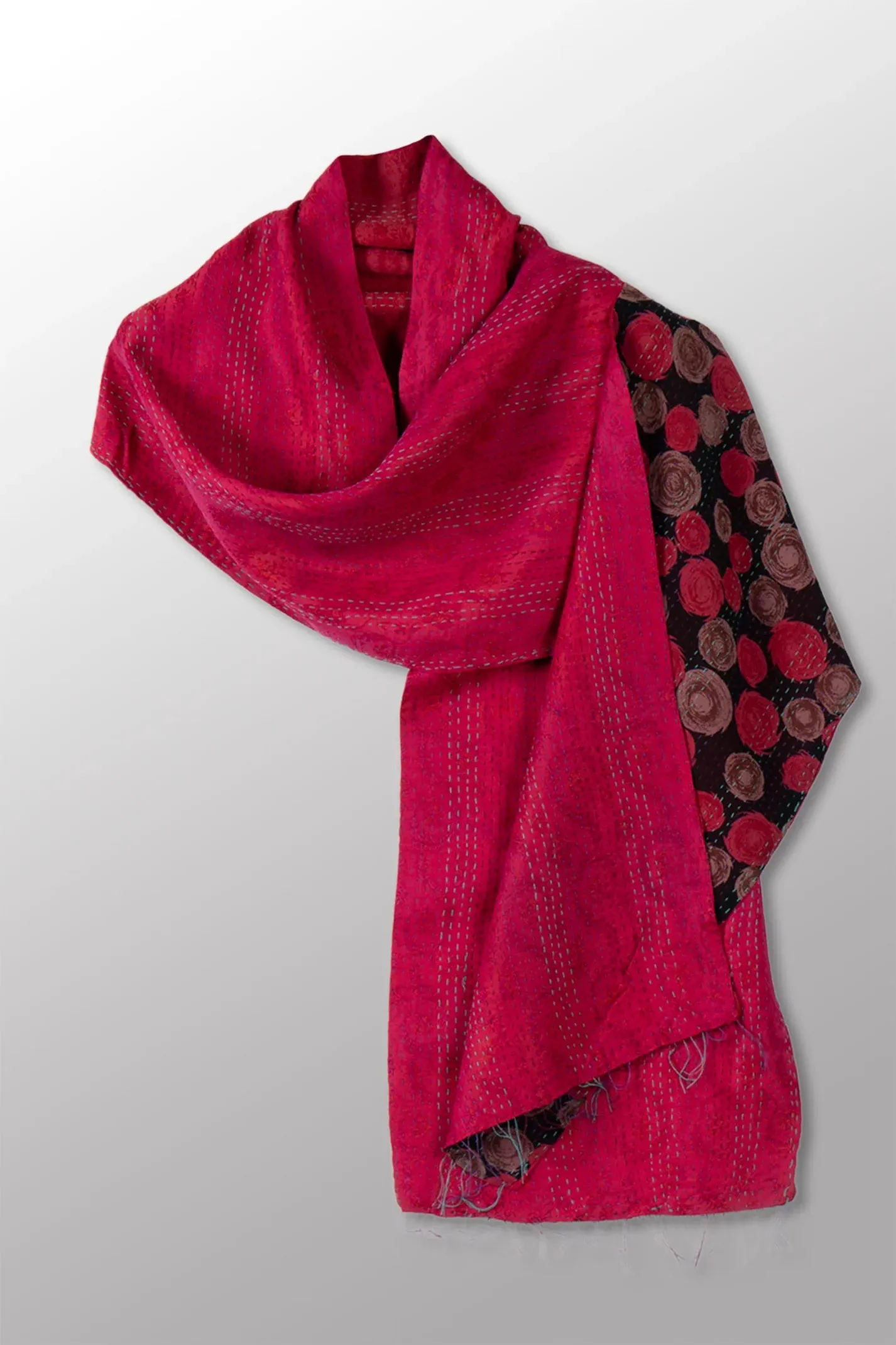 Georgette Jacquard Kantha Scarf Short