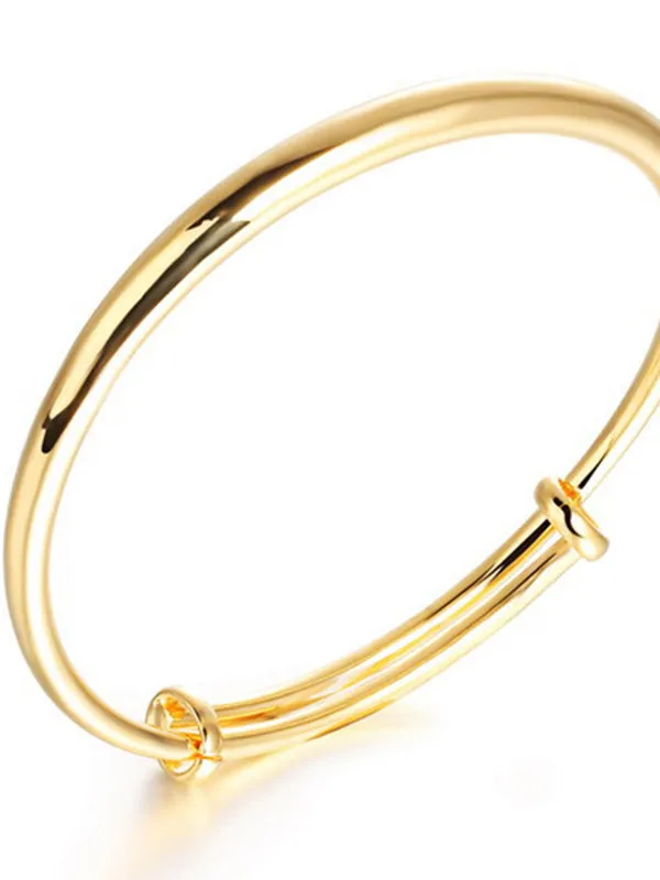 Glossy Simple Pull Copper Plating 18k Gold Bracelet
