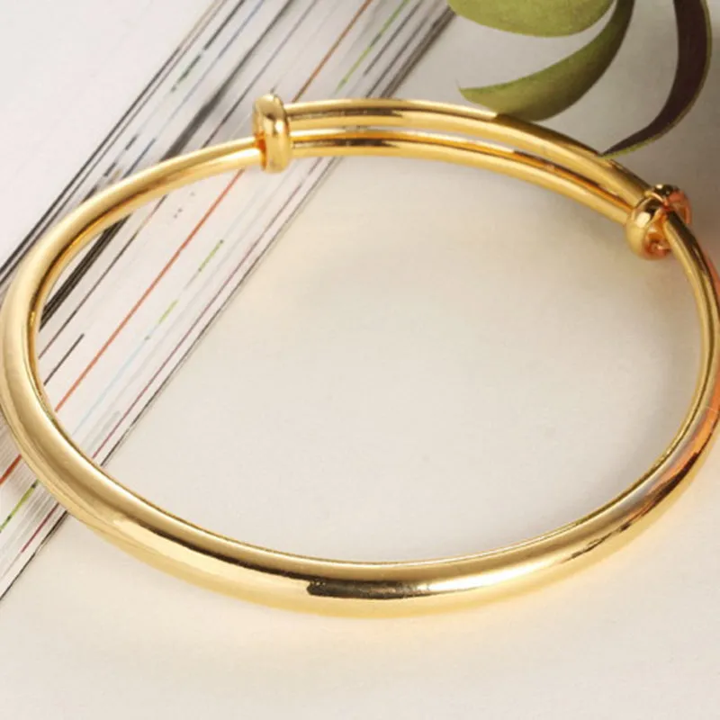 Glossy Simple Pull Copper Plating 18k Gold Bracelet