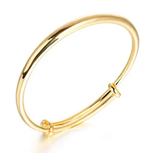 Glossy Simple Pull Copper Plating 18k Gold Bracelet