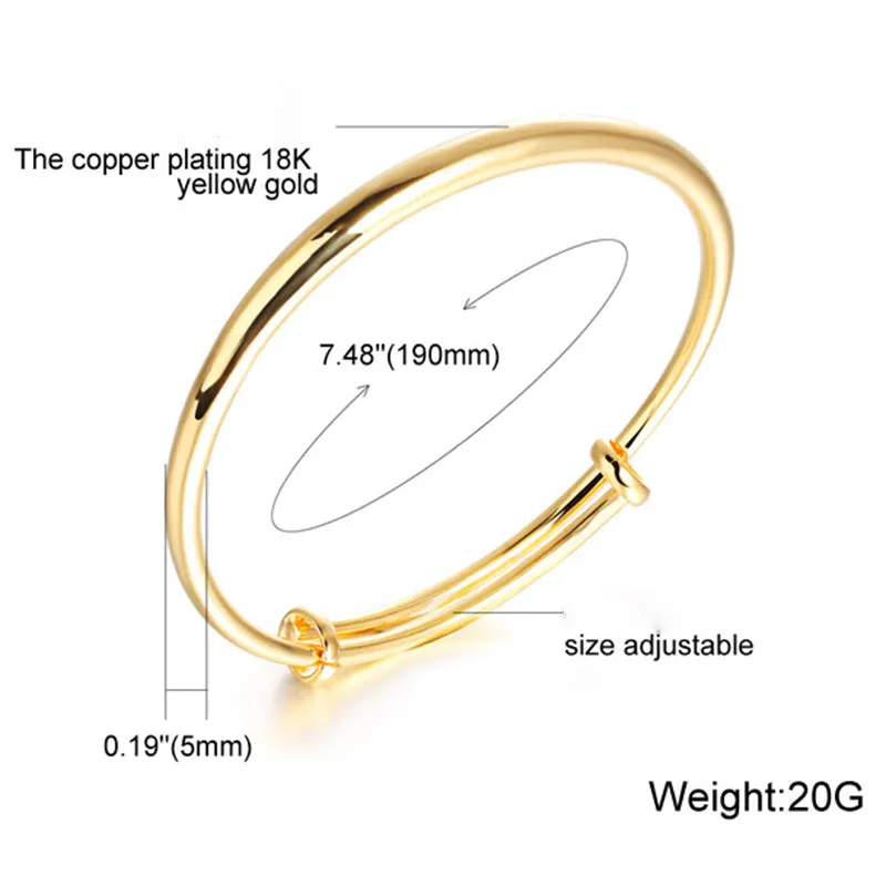 Glossy Simple Pull Copper Plating 18k Gold Bracelet