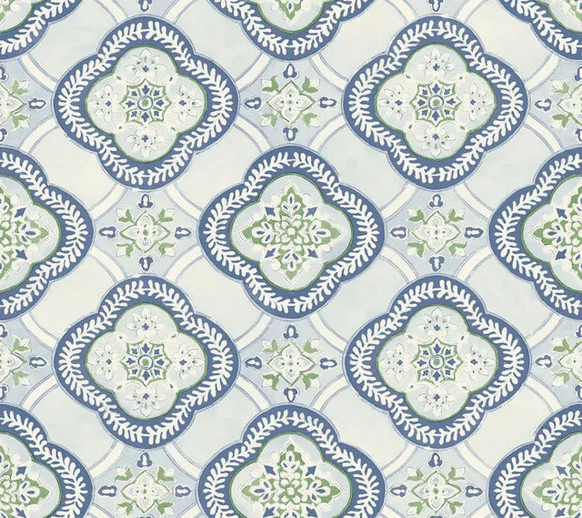 GO8216 Garden Trellis Cobalt Wallpaper-Blue