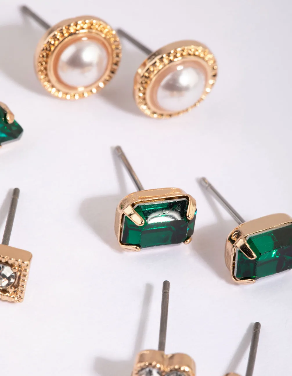 Gold Geometric Stud Earring 8-Pack