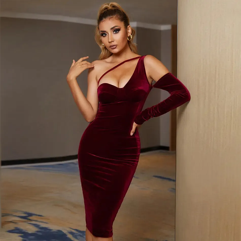 Gold Velvet Red Carpet Dress - Elegant Womens Party Wear