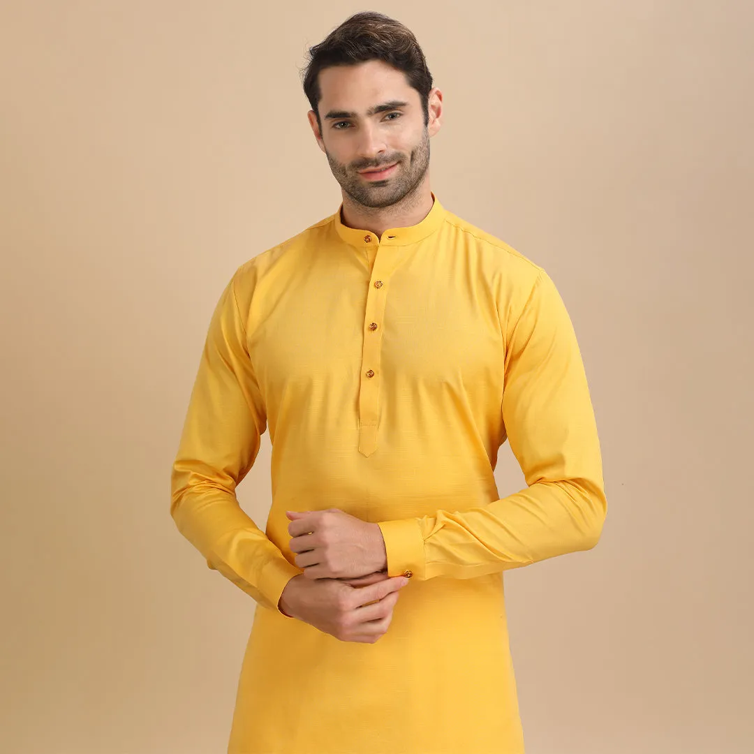 Golden Elegance Mustard Yellow Plain Kurta