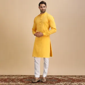 Golden Elegance Mustard Yellow Plain Kurta