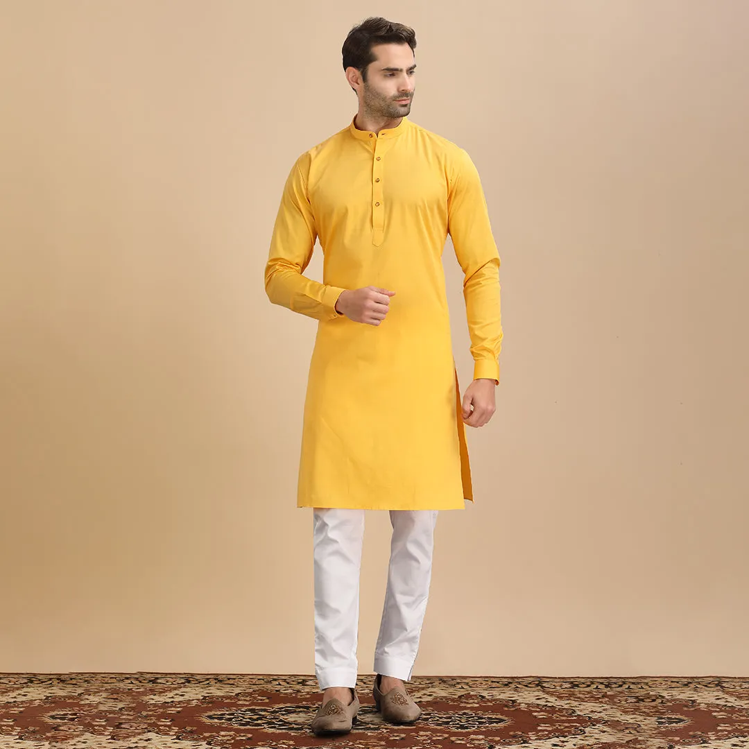 Golden Elegance Mustard Yellow Plain Kurta