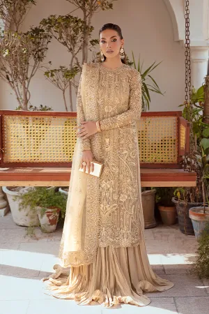 Golden Pakistani Wedding Dress in Trouser Kameez Style
