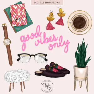 Good Vibes Clipart   Pattern Bundle