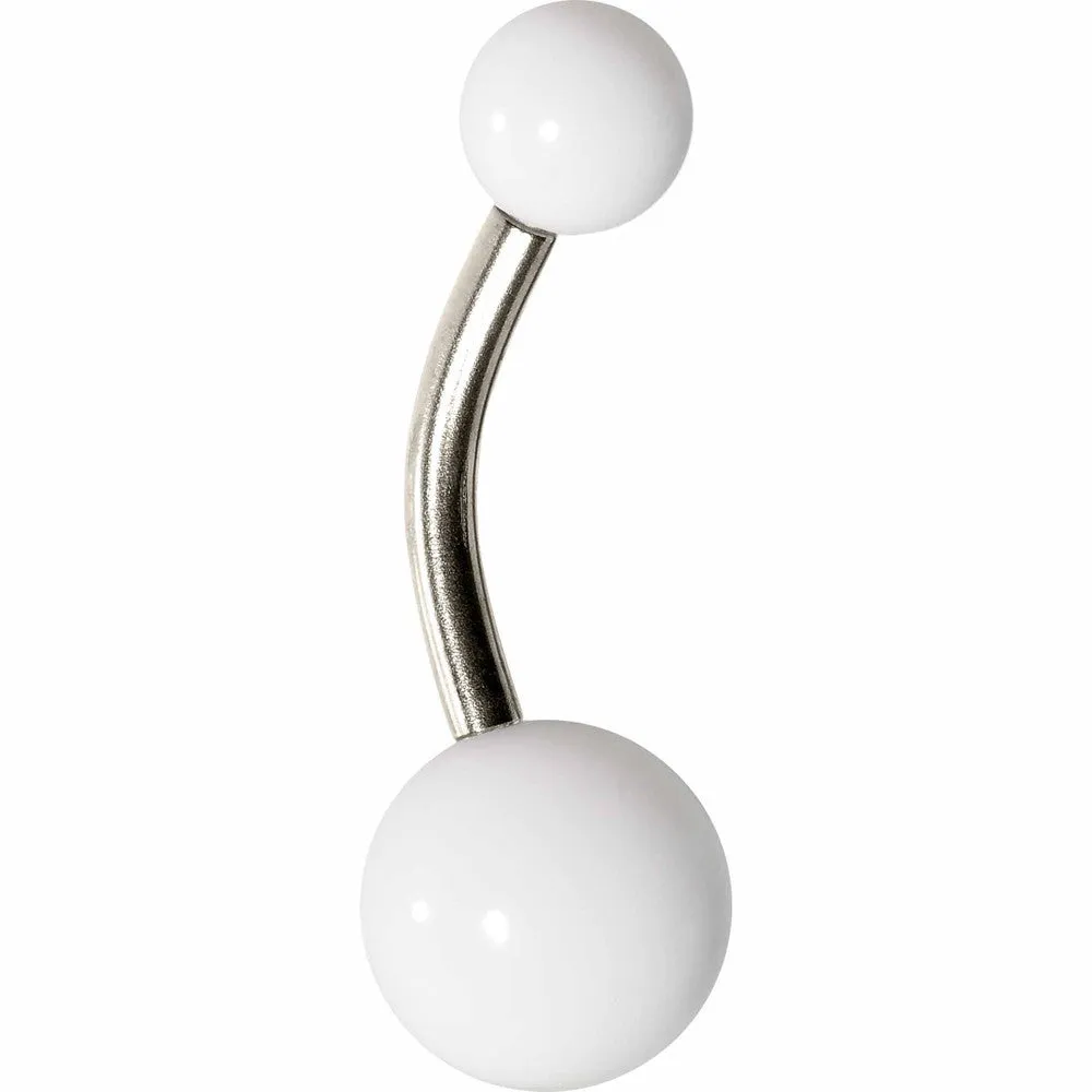 Grade 23 Solid Titanium Flat White Acrylic Belly Ring