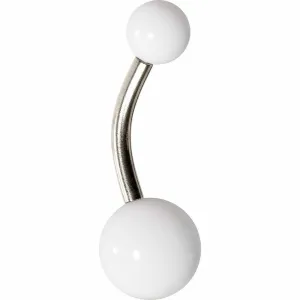 Grade 23 Solid Titanium Flat White Acrylic Belly Ring