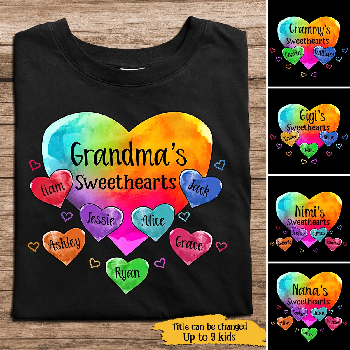 Grandma Sweethearts Pattern Personalized Shirt