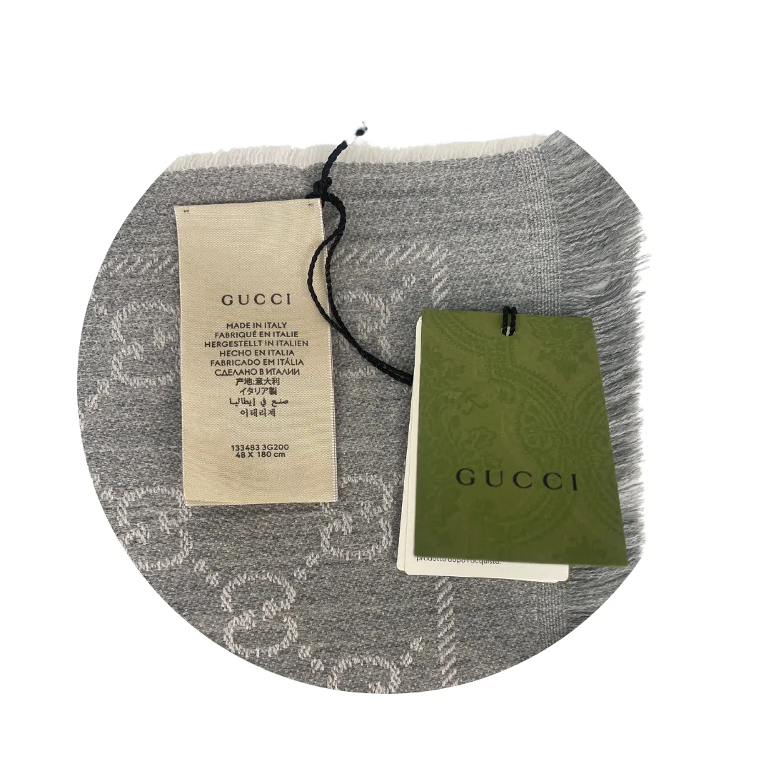 Gucci Grey GG Jacquard Scarf