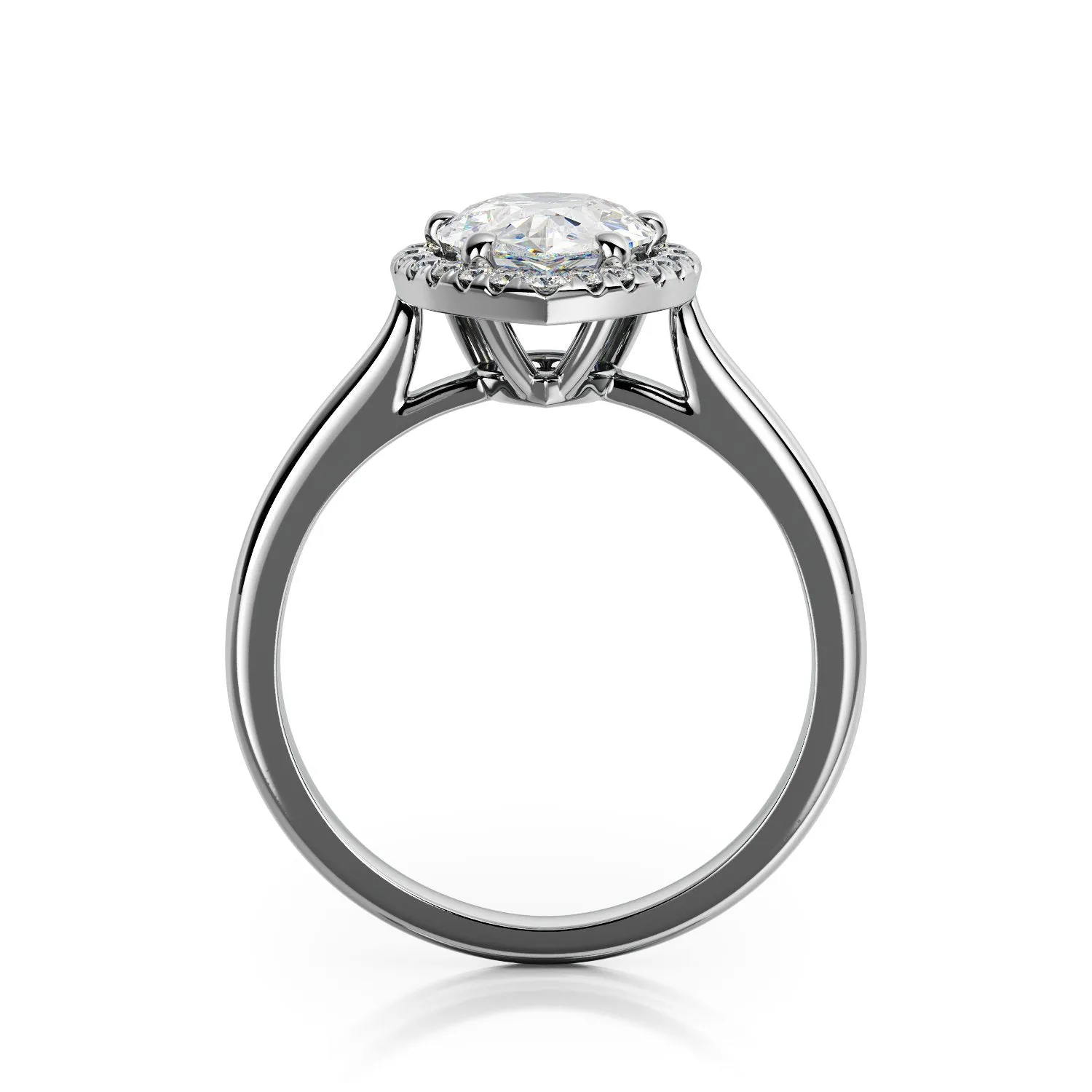 Guiding Light plain Band Natural Pear Cut Diamond Engagement Ring