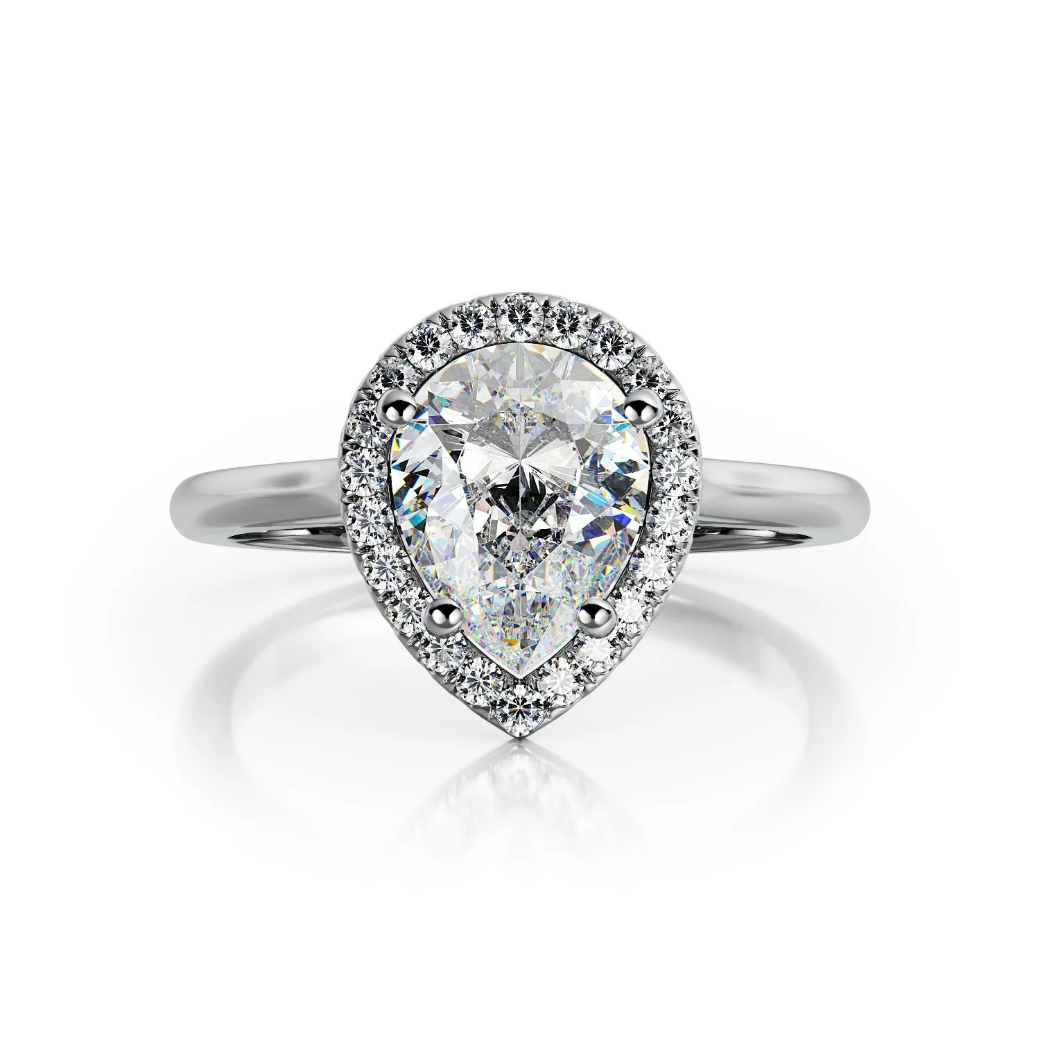 Guiding Light plain Band Natural Pear Cut Diamond Engagement Ring