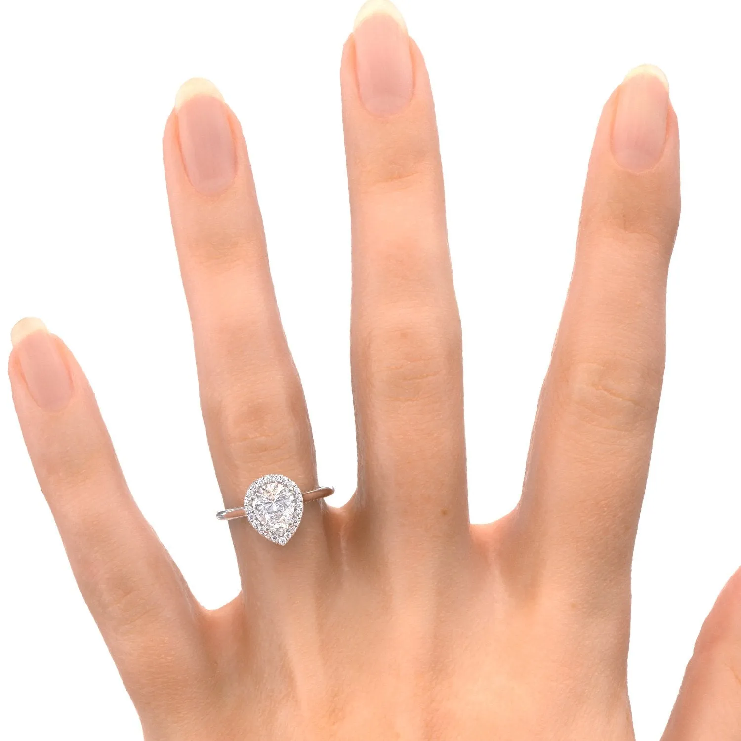 Guiding Light plain Band Natural Pear Cut Diamond Engagement Ring