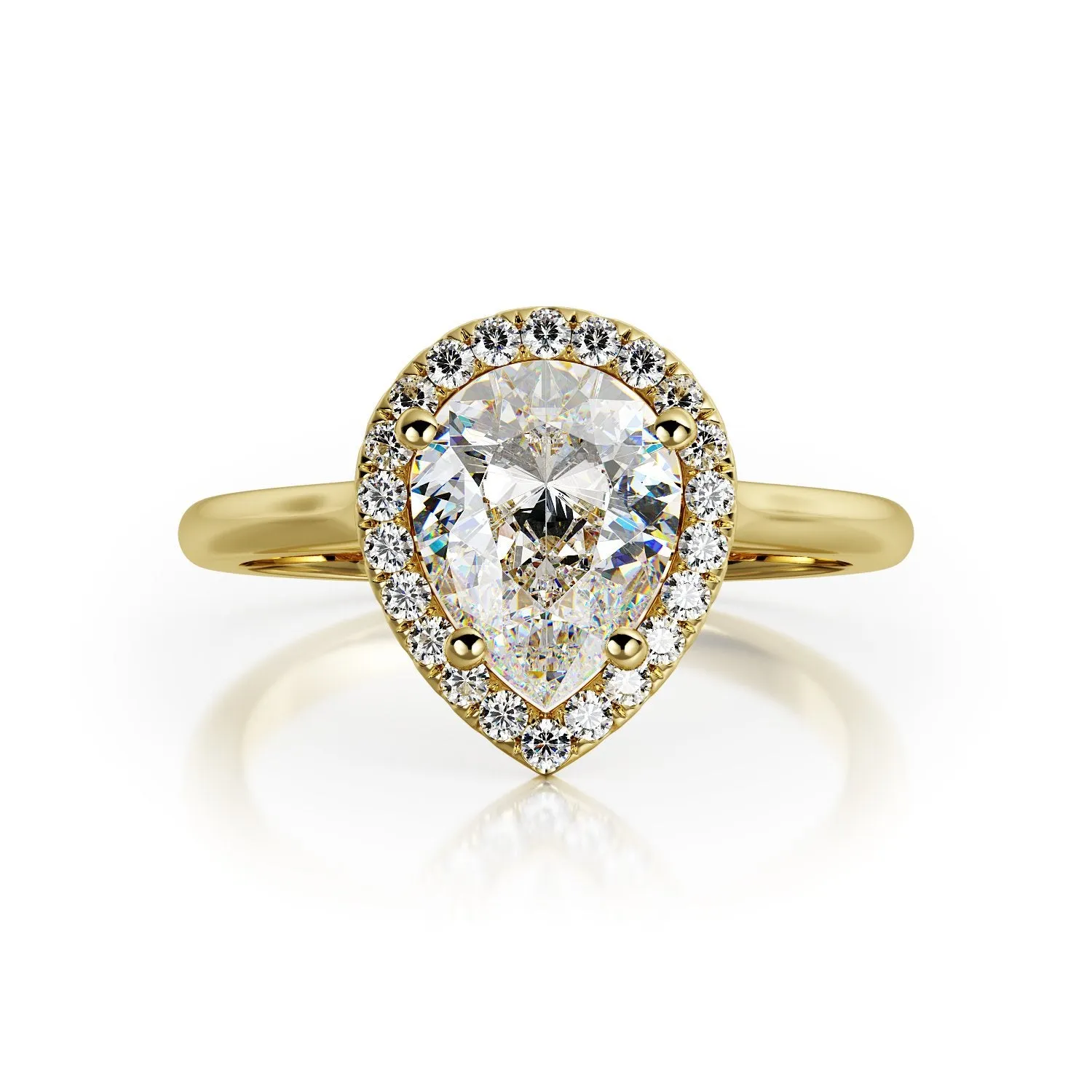 Guiding Light plain Band Natural Pear  Diamond Engagement Ring