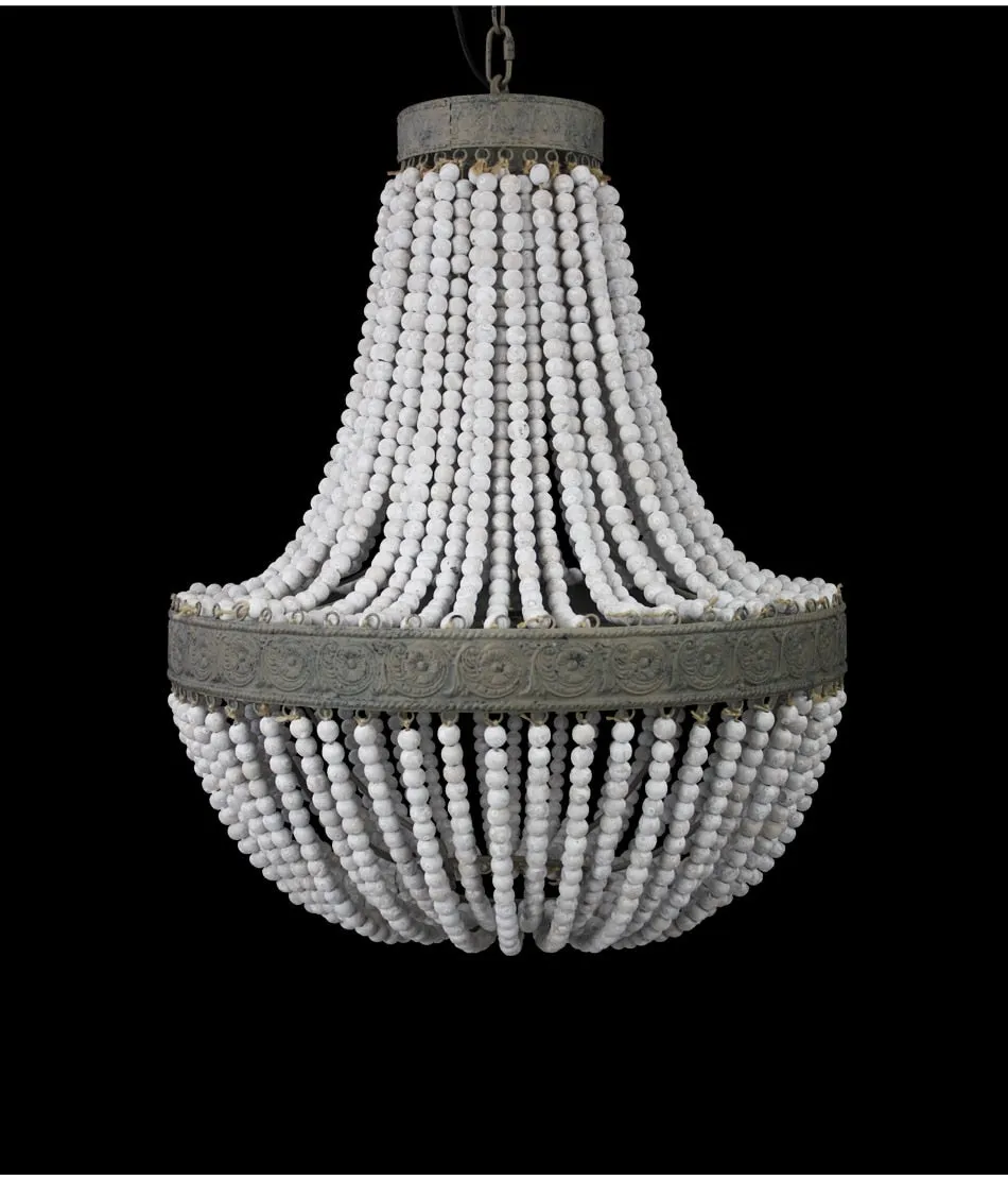 Guvani Elegant Round Wooden Beaded Chandelier