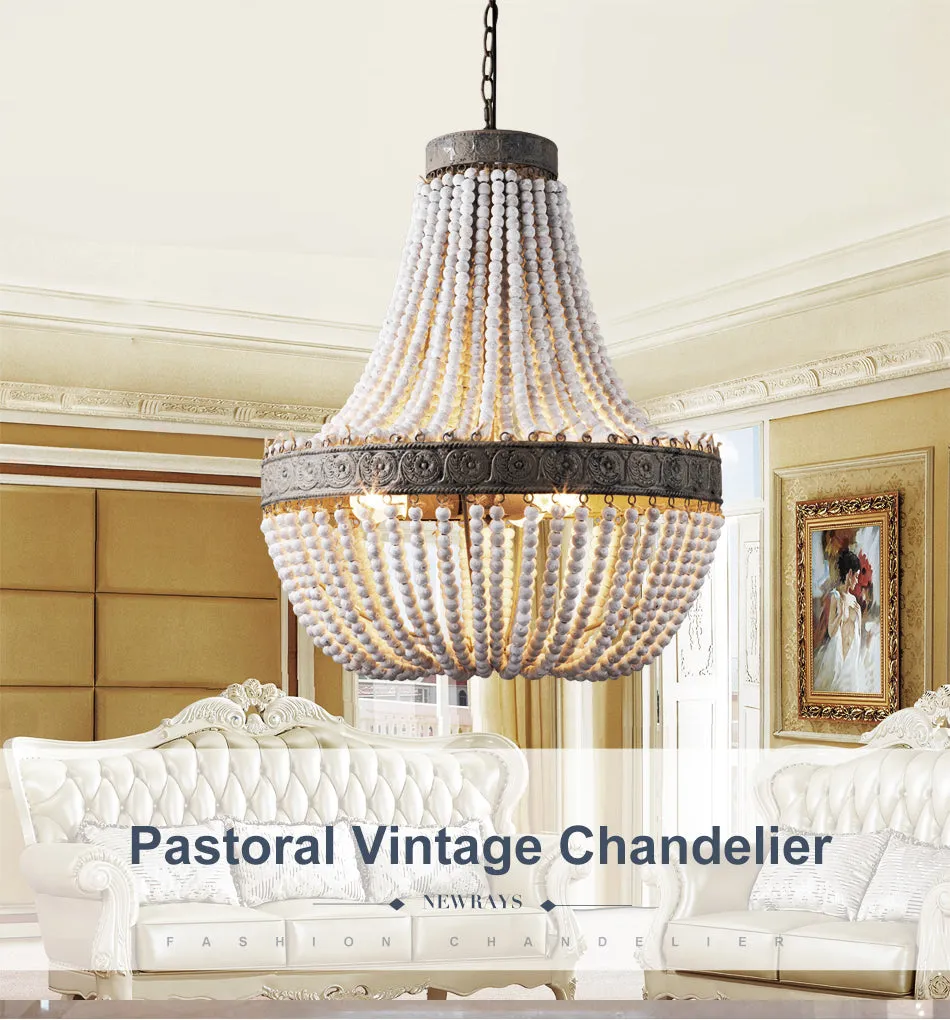 Guvani Elegant Round Wooden Beaded Chandelier