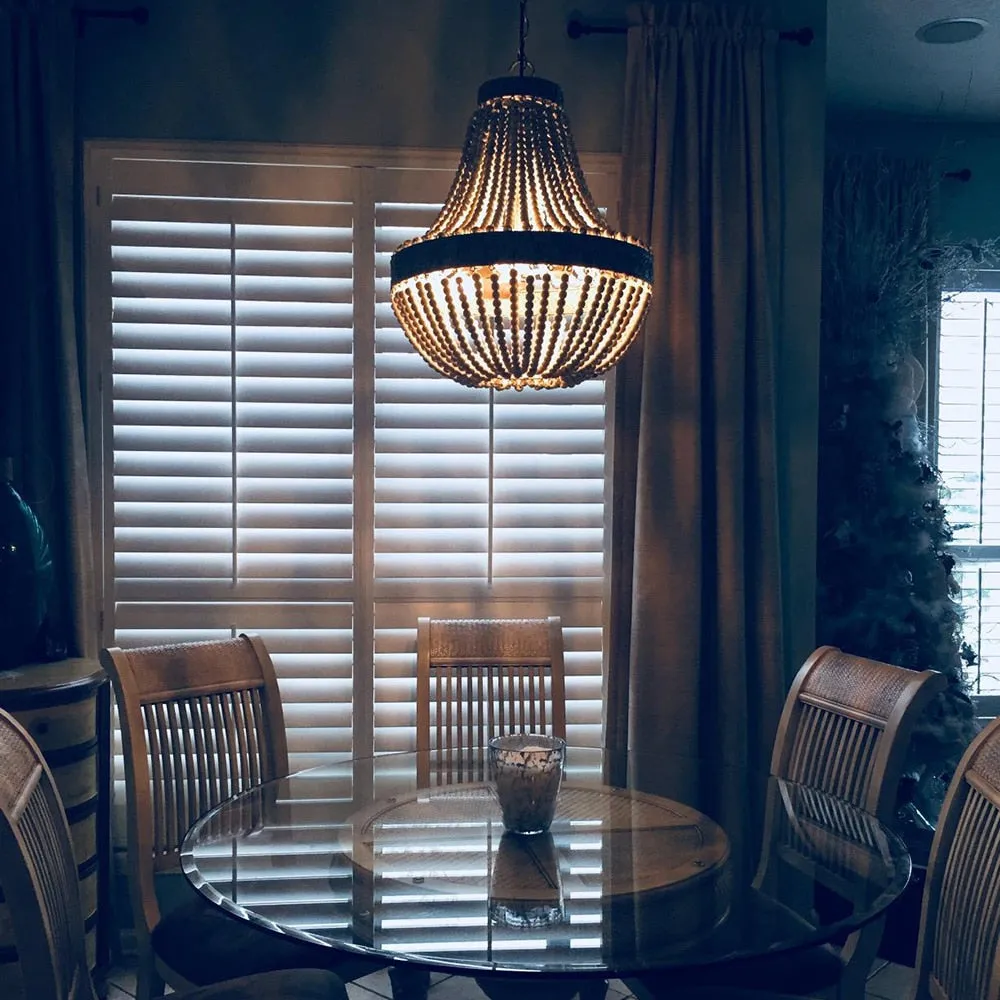 Guvani Elegant Round Wooden Beaded Chandelier