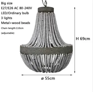 Guvani Elegant Round Wooden Beaded Chandelier