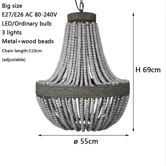 Guvani Elegant Round Wooden Beaded Chandelier