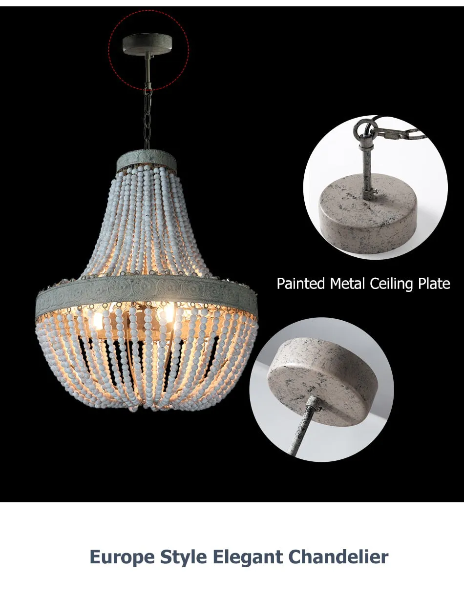 Guvani Elegant Round Wooden Beaded Chandelier