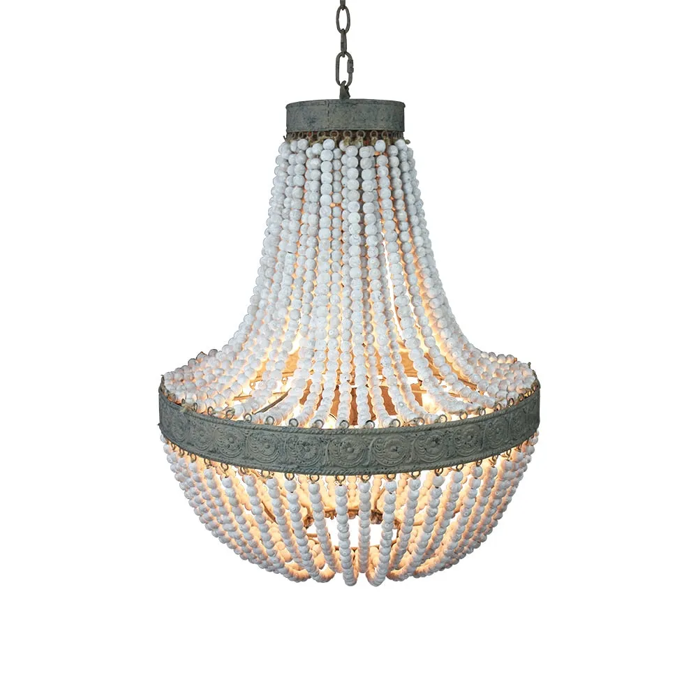Guvani Elegant Round Wooden Beaded Chandelier