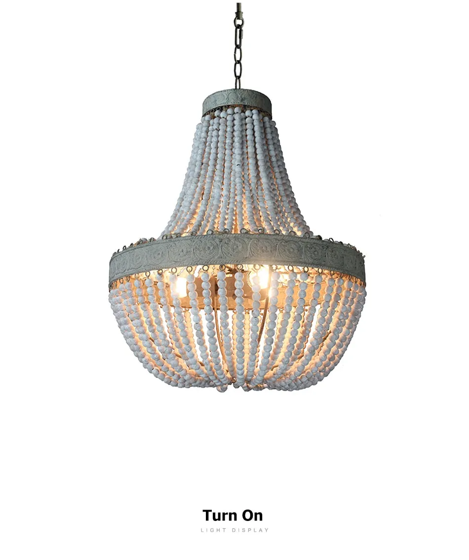 Guvani Elegant Round Wooden Beaded Chandelier
