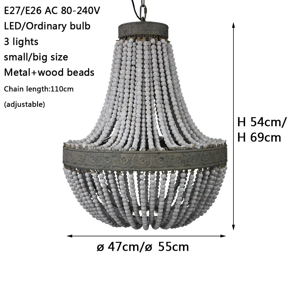 Guvani Elegant Round Wooden Beaded Chandelier