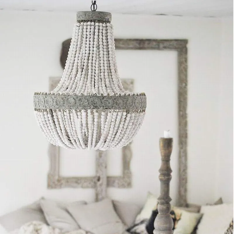 Guvani Elegant Round Wooden Beaded Chandelier