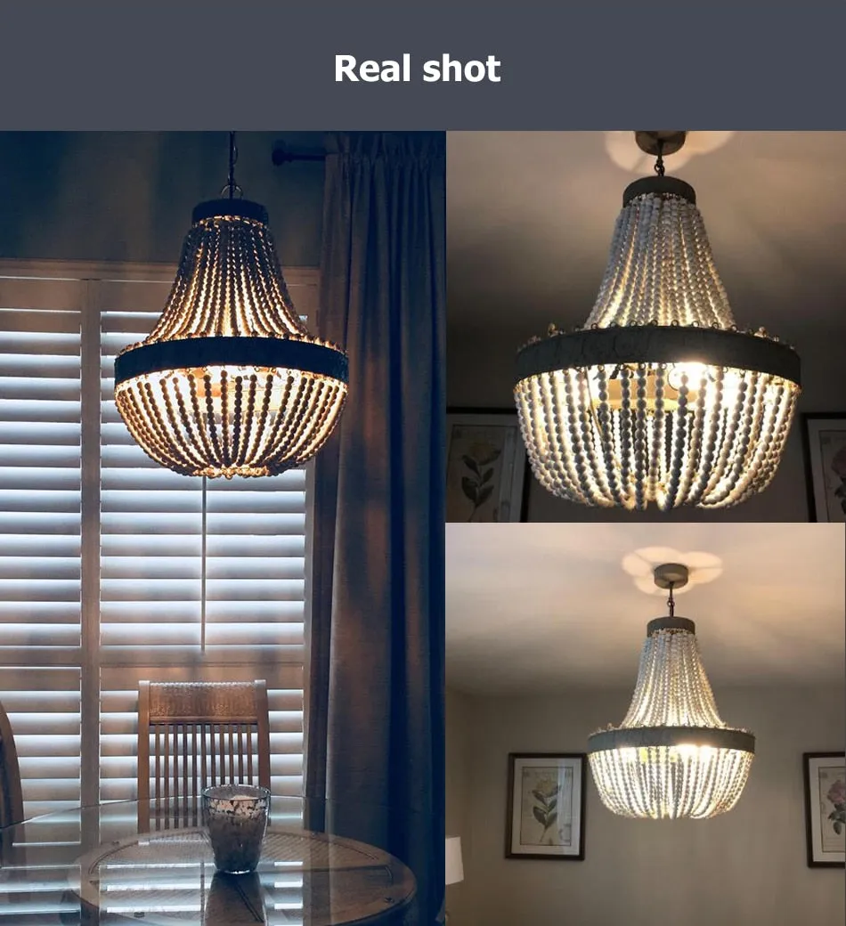 Guvani Elegant Round Wooden Beaded Chandelier